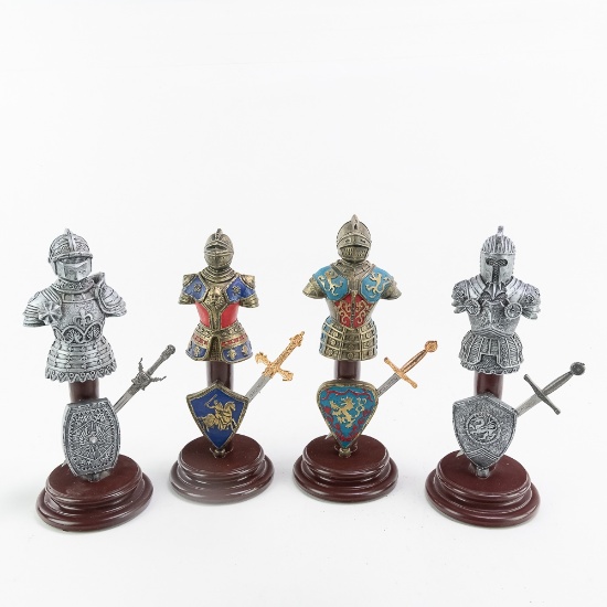 4 Knights and Armor Display Figurines