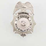 River Falls WI Police Patrolman Hat Badge