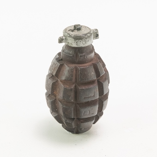 WWI French F1 Grenade Marked "PL"-Red Hue