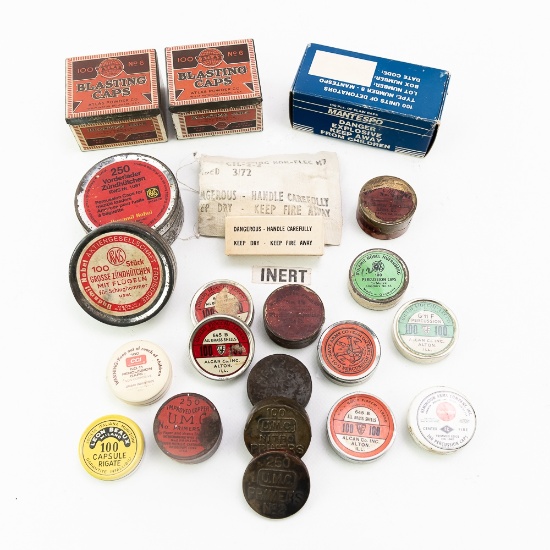 Vintage Blasting & Percussion Cap Tin Box Lot (21)