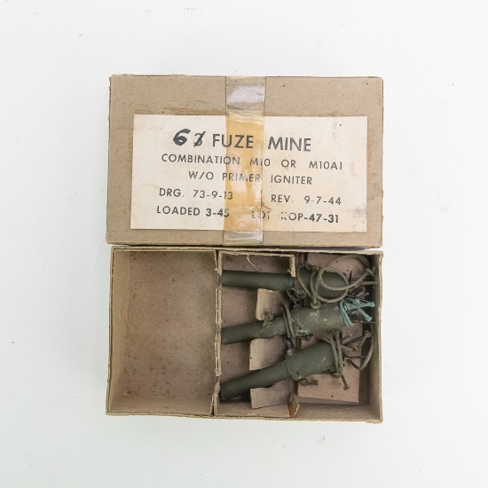 WWII US M3 Mine Fuse Set In Box-Dated 1945