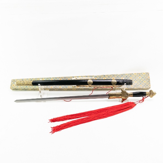 Vintage Chinese Taijijian Tai Chi Sword W/Box 1985