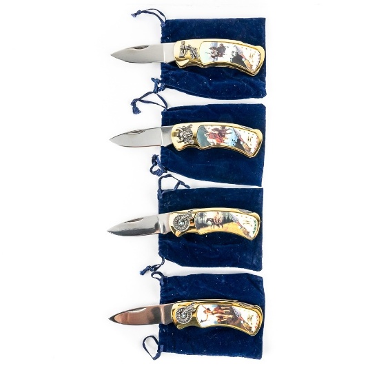4 Native American Collector Pocket Knives