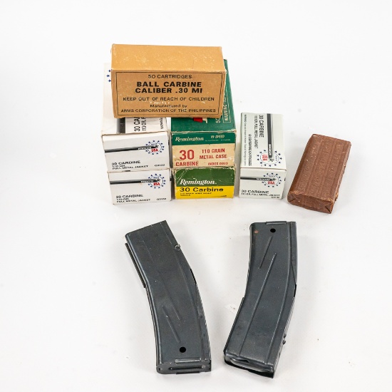 300rds .30 Carbine Ammunition and 3 magazines