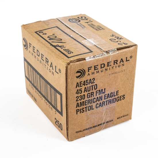 250rds NEW! Federal American Eagle .45acp Ammo