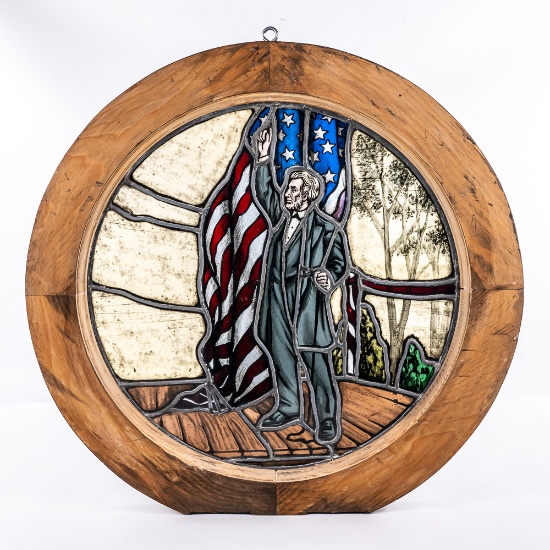 Abe Lincoln Leaded Glass Window from GAR