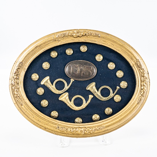 Union Buckle, Infantry Cap Bugle, Button Display