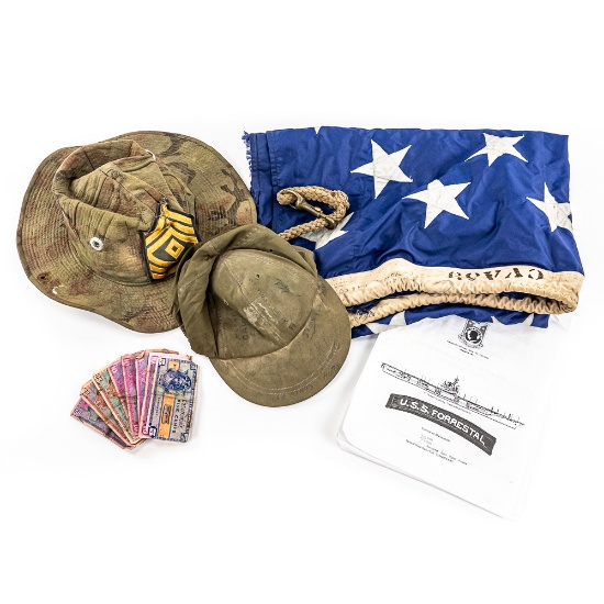 Vietnam War US Boonie Hat-USS Forrestal Flag Lot