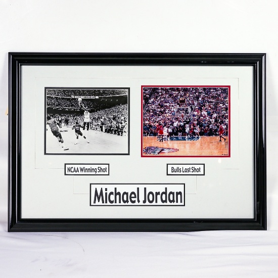 Framed Michael Jordan Winning Shot NCAA & Last NBA
