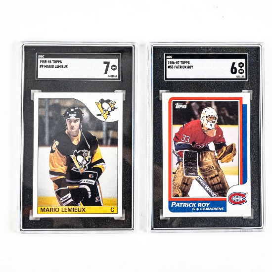 85-86 Topps #9 Lemieux SCG 7 86-87 Roy SGC 6