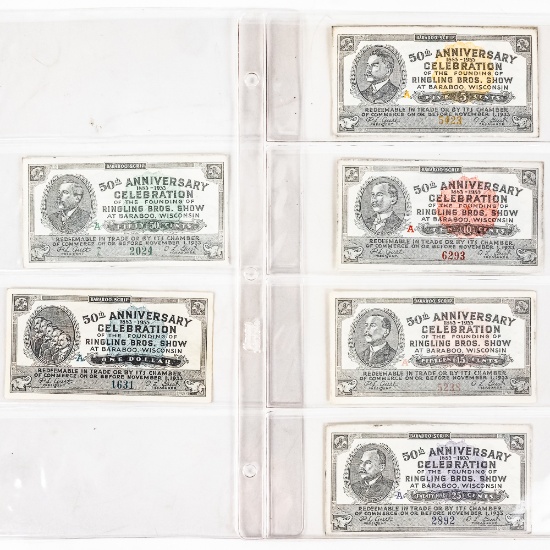 1933 Ringling Bros 50th Ann Script WI100 5C-$1 Set