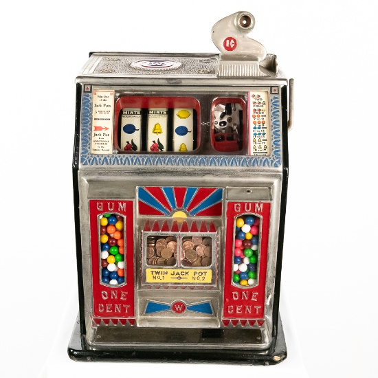 Watling 1 Cent Twin Jackpot w/ Gum Vending