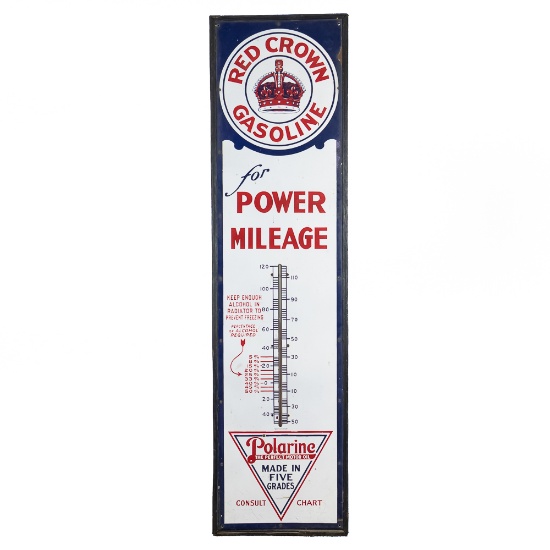Large Porcelain Red Crown Advertising Thermometer