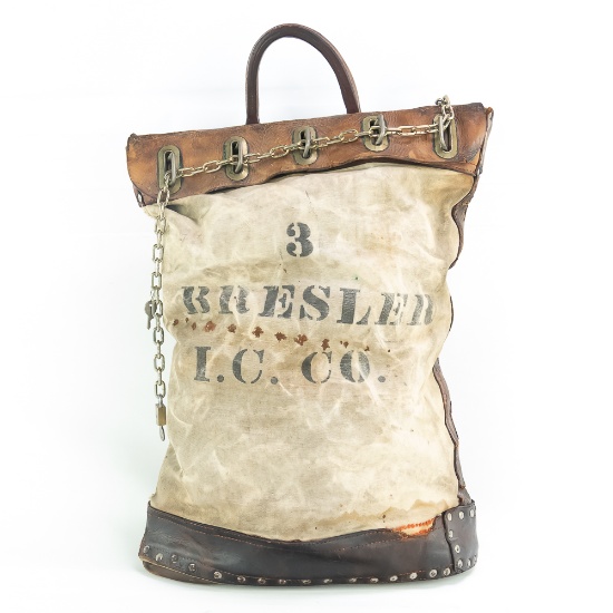 Antique Canvas & Leather Locking Courier Bag