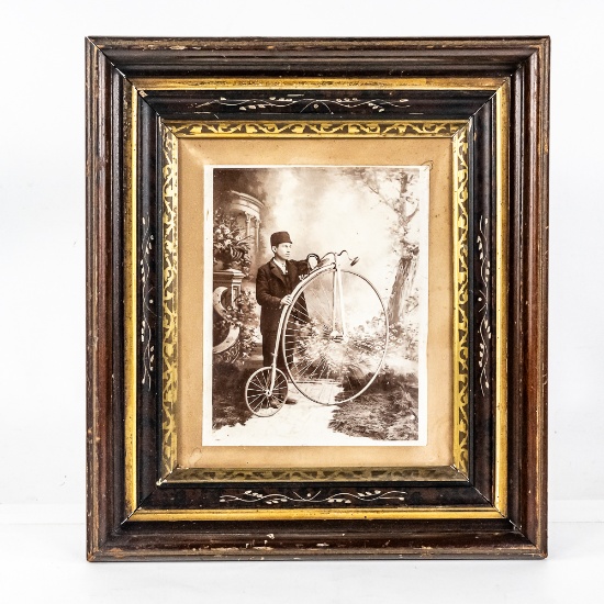 Antique Photo - Man on High Wheel Bicycle