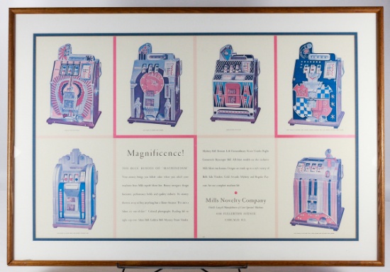 Vintage Mills Slot Machine Framed Advertising