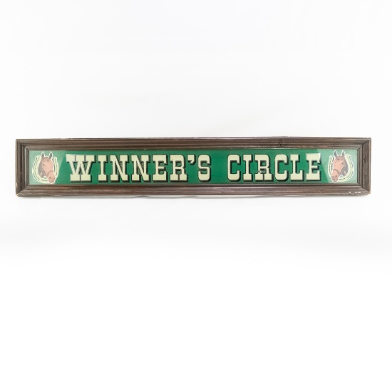 Reverse Painted Framed Glass Sign Winners Circle