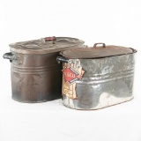 Lot of 2: 2 Copper & Tin Boilers, Wash Tubs w/ Lid