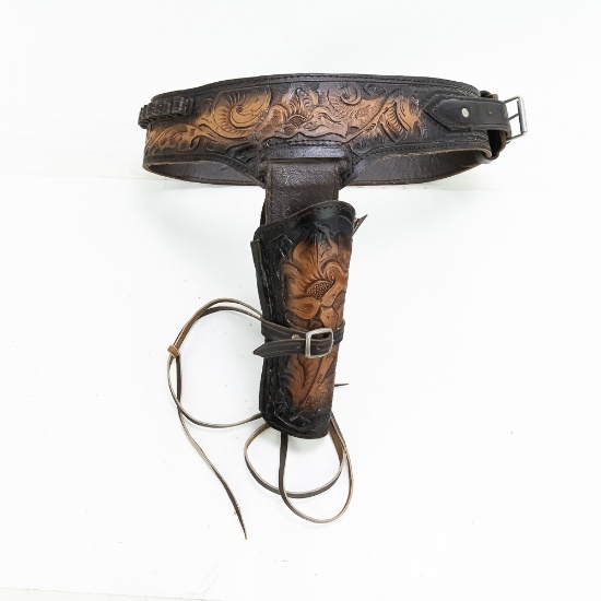 Mexican Tooled .44-.45 Revolver Leather Cowboy Rig