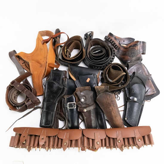 Leather Cartridge Belt and Holster Lot