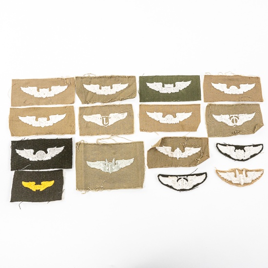 WWII USAAF Cloth Wings Lot-Pilot,Tech Observer 15