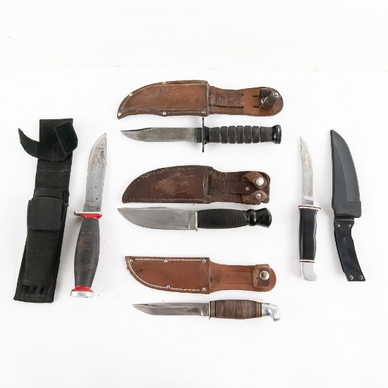 5 Vintage US made Hunting Knives