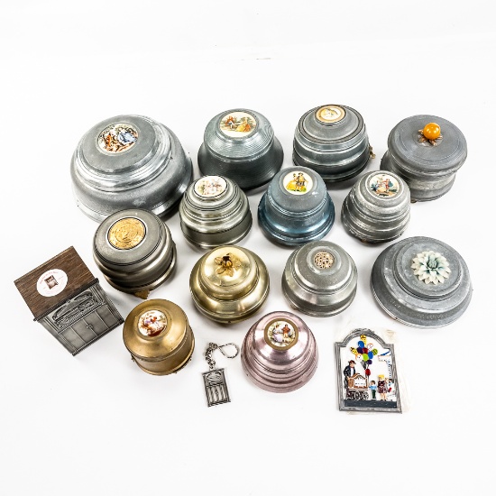 Lot of 14 Powder Puff Music Boxes