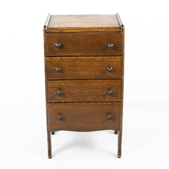 4 Drawer Oak Cylinder Record Cabinet