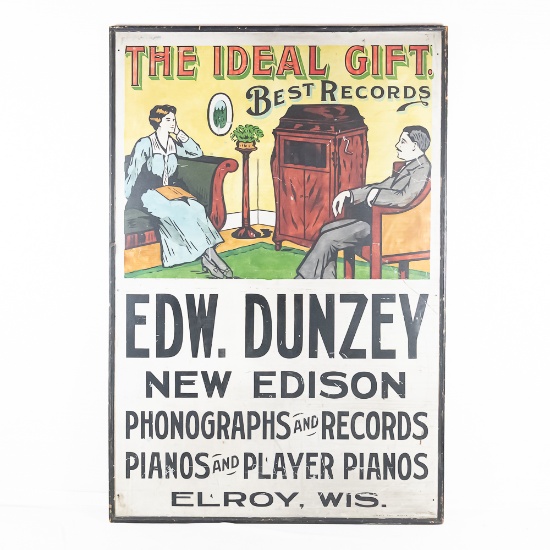 Large Hand Painted Phono Advert Elroy WI