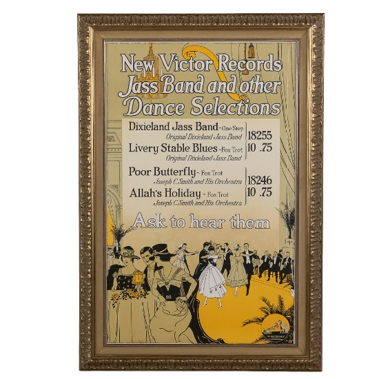 Framed Victor Record Poster For "Jass" Records