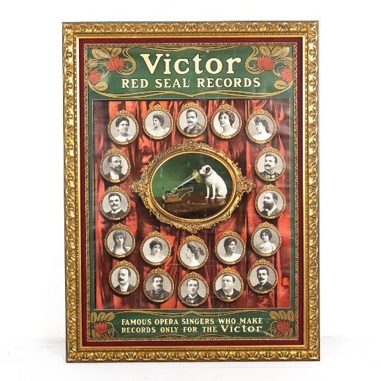 Framed Opera Stars Victor Red Seal Records Poster