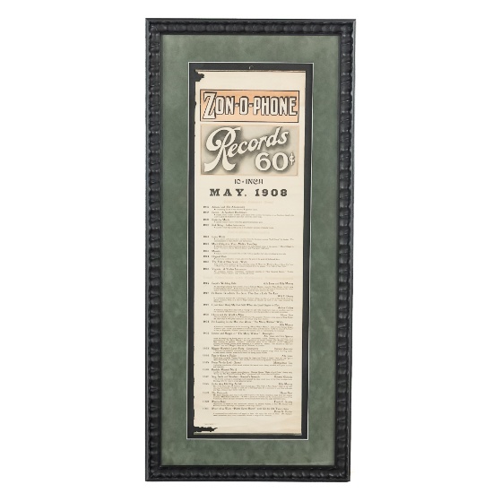 Framed Ad Poster For 1908 Zonophone Records