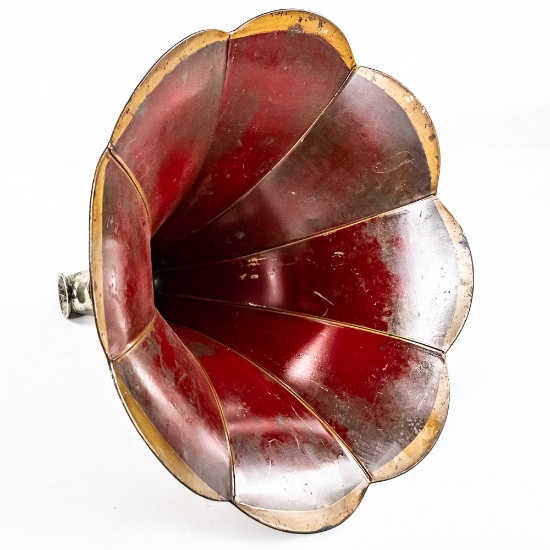 Red Metal Phonograph Horn w/ Screw End