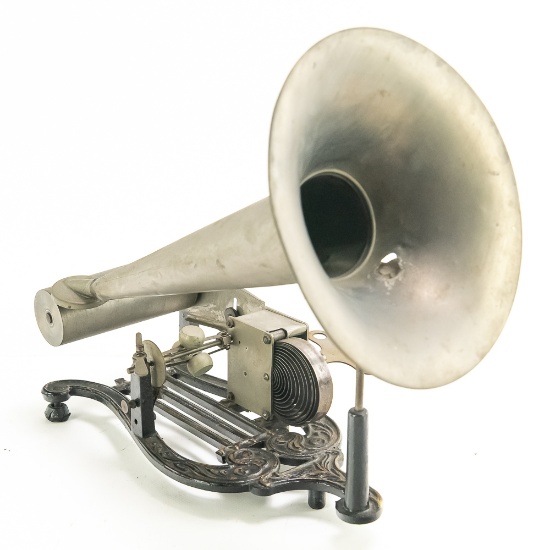 Puck Cylinder Phonograph Cast Iron Lyre Harp Base