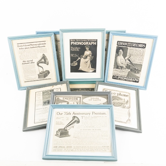 10 Framed Phonograph Advertisements