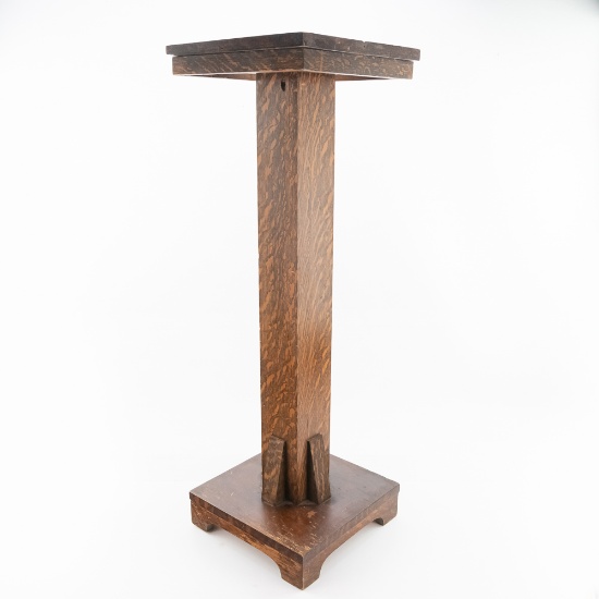 Oak Wood Pedestal Plant Stand