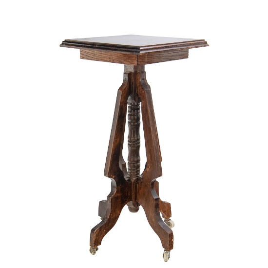Wood Pedestal with Wheels