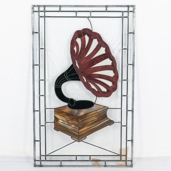 Contemporary Leaded Glass Phonograph Window