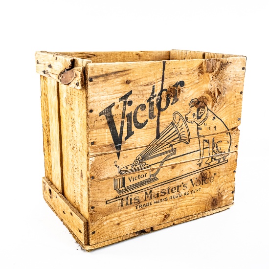 Vintage Victor "Nipper" Record Wood Crate