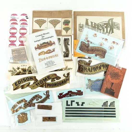 Large Lot of Various Phonograph & Music Box Decals