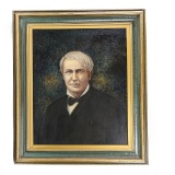 Thomas A. Edison Framed Oil on Canvas Painting