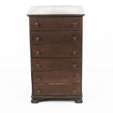 Oak 6-Drawer Cylinder Record Cabinet