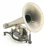 Puck Cylinder Phonograph Cast Iron Lyre Harp Base