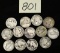 (8) 1913-1938 Buffalo Nickels,  (5) 1938-1964Jefferson Nickels