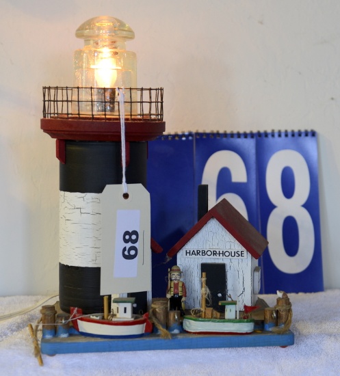 Lighted Harbor House, Wood Doll House Style