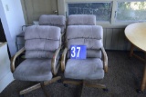 4 Suede Rolling Chairs With Arms On Casters