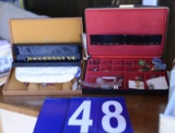 Jewelry Box With Misc. Rings, Pins, Necklaces And Earrings, Tie Tacks, Pins, Watches And More