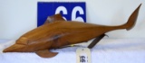 Wood Dolphin.  Damaged Fin Can Be Repaired