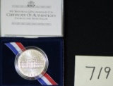 1992 Dollar  White House 200th Anniversary Coin, Uncirculated, 26.730 Grams, Denver Mint, 90% Silver