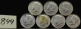(4) 1965 Kennedy Half Dollars, (1) 1966 Kennedy Half Dollar, (2) 1968 Kenndy Half Dollars